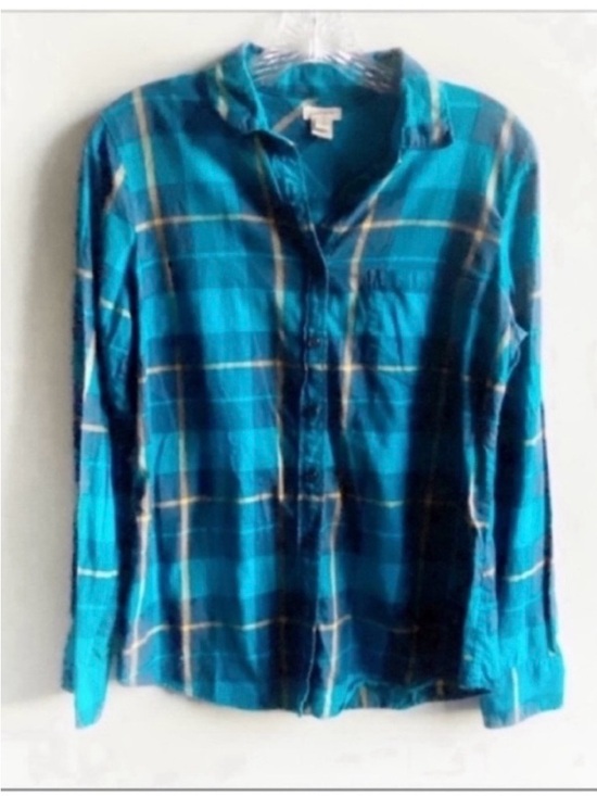 J. Crew Factory Tops - J. Crew Factory shirt blue plaid button down flannel